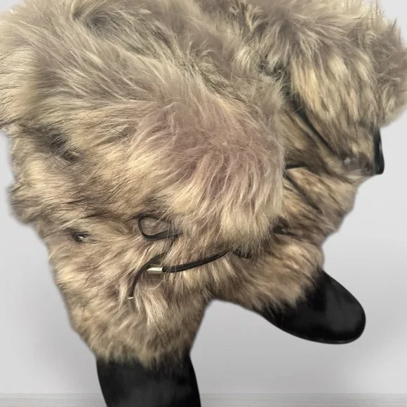 💯NWOT Women's Luxe OSCAR SPORTBlack and Tan Fur Winter Boots 🤩 - Picture 10 of 12